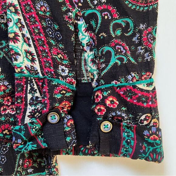 Ritu Kumar Dress Midi Paisley Kurta Viscose Black Green Maroon Size XS Boho - Picture 9 of 12